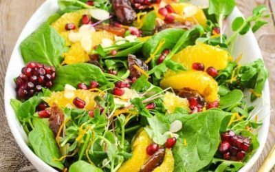 Orange Date and Pomegranate Spinach Salad